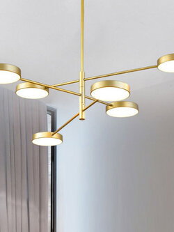 โคมไฟแขวนเพดานแขนยาวโป๊ะกลมแบน 6 ดวง [QDH-9110]