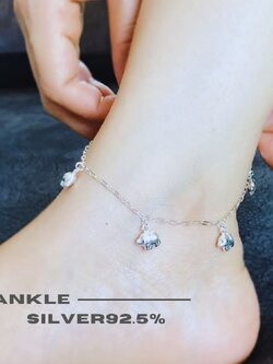 สร้อยข้อเท้าเงินแท้ 92.5% สร้อยข้อเท้าผู้หญิง ลายโซ่เรือ ร้อยตุ้งติ้งช้าง น่ารักๆ หนัก 2 สลึงตัน รับประกันเงินแท้