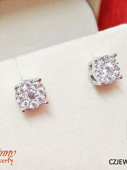 ต่างหูเงินแท้ เกษรดอกไม้ประดับเพชร cz