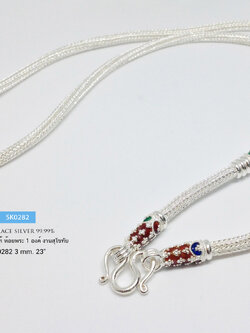 สร้อยคอเงินแท้ 99.9% งานสุโขทัย ลายหกเสา ลงยาสีเขียว น้ำเงิน แดง ห้อยพระ 1 องค์ งานละเอียด สวยมาก