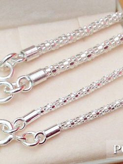 สร้อยเงินแท้ ลาย popcorn (งานอิตาลี งานไทย)