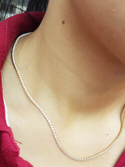 สร้อยคอเงินแท้ 2 กษัตริย์ งานสร้อยเงินชุบสีทอง ประด้บเพชร cz ทั้งเส้น