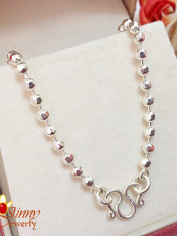 สร้อยคอเงินแท้ สำหรับเด็ก ลายบอลตัดลาย (งานไทย) ความหนา 2.0 มิล 3.0 มิล