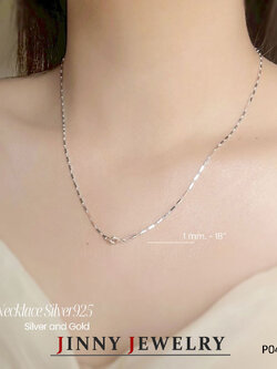 สร้อยคอเงินแท้ 92.5% ลายปล้องอ้อย-อิตาลี เส้นเล็กๆ น่ารักๆ หนัก 1 สลึงตัน (รับประกันเงินแท้)