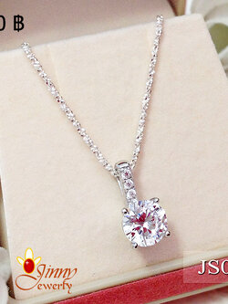 จี้เงินแท้ ประดับเพชร cz เพชรเม็ดเดี่ยวขนาด 7 มิล