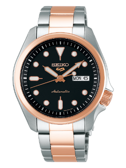 Karnvera Shop นาฬิกาข้อมือผู้ชาย Seiko 5 Sports Automatic 100m 2 Tone Rose Gold Watch SRPE58K1