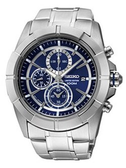 Seiko SNDE79P1 Seiko Silver/Blue Chronograph Watch