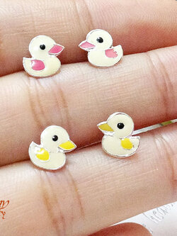 ต่างหูเงินแท้จิ๋ว รูปเป็ดน้อย