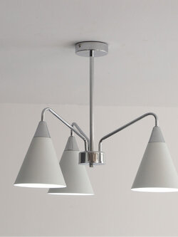 โคมไฟแขวนเพดานโป๊ะโคมทรงกรวยสไตล์โมเดิร์น โครงสีเงินโป๊ะโคมสีขาว [NM9991]