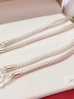 สร้อยคอเงินแท้ 92.5% ลายสี่เสากลม ลายเปีย เปียแน่น สร้อยตันทั้งเส้น ใส่ได้ทั้งชาย หญิง (สร้อยงานไทย)