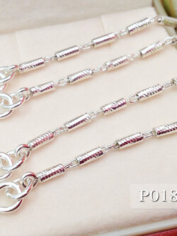 สร้อยเงินแท้ 92.5% ลายปล้องอ้อยสลับโซ่ ตัดลาย เล่นแสงดี หนัก 1 สลึงตัน ห้อยพระองค์เล็กได้ (งานไทย)