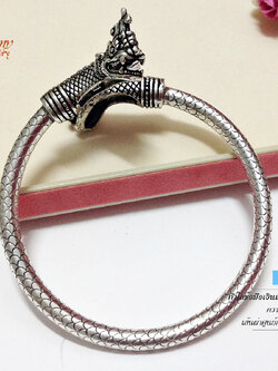 กำไลข้อมือเงินแท้ หัวพญานาค แบบลาย รมดำ - กำไลโปร่ง (แบบเปิด) ขยายได้