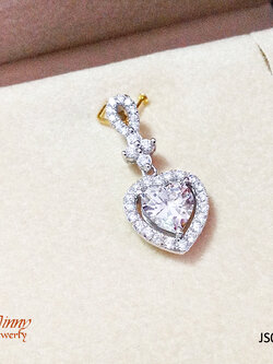 จี้เงินแท้ รูปหัวใจประดับเพชร cz ตรงกลาง งานสวยละเอียด