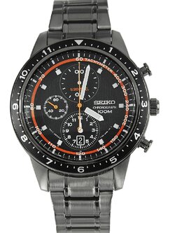 SEIKO CHRONOGRAPH 100M BLACK BEZEL SPORTS MEN'S WATCH SNDF41P1