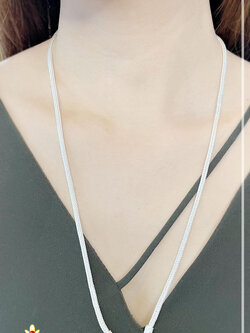 สร้อยคอเงินแท้ 92.5% สร้อยห้อยพระ 1 องค์ ลายสามเสากลม หนัก 1.5-1.7 บาทตัน (งานไทย)