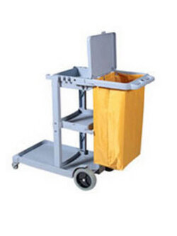 รถเข็นอุปกรณ์ทำความสะอาด สีเทา ถุงไม่มีซิป