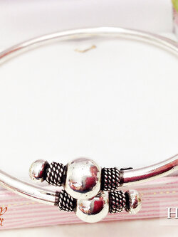 กำไลข้อมือเงินแท้ งานรมดำ ความหนา 3.0 มิล