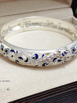 กำไลเงินแท้ 99.9% กำไลลงยารอบวง งานสุโขทัย