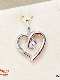 จี้เงินแท้ รูปหัวใจประดับเพชร cz