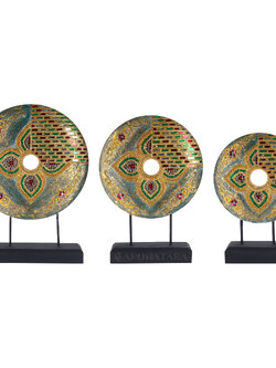 ไม้แกะสลักวงกลมเขียวเข้ม (เล็ก/กลาง/ใหญ่)