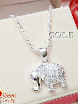 จี้เงินแท้ รูปช้างจิกเพชร cz