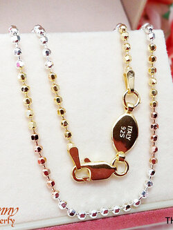 สร้อยคอเงินแท้ สร้อยคอ 3 กษัตริย์ ลายบอลตัดลายงานอิตาลี 1.5 มิล