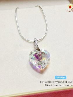 จี้เงินแท้ จี้หัวใจ คริสตัล Crystal ประดับเพชร cz สีขาวใส