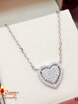 สร้อยคอเงินแท้ 92.5% สร้อยพร้อมจี้ หัวใจประดับเพชร cz งานเกรดจิวเวลรี่