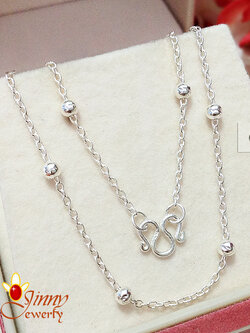 สร้อยเงินแท้ ลายโซ่สลับหมุดกลม (งานไทย) ความหนา 1.2 มิล