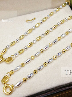 สร้อยคอเงินแท้ 2 กษัตริย์ ลายรีสลับหมุดกลม งานอิตาลี