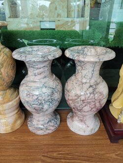 แจกันหินอ่อนชมพูลาย ขนาดสูง 60ซม