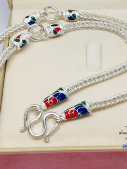 สร้อยคอเงินแท้ 92.5% สร้อยห้อยพระ 5 องค์ ลายเบนซ์-ลงยา หนัก 3 บาทตัน สร้อยแข็งแรง ห้อยพระขนาดใหญ่ได้ (สร้อยงานไทย)