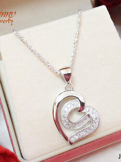 จี้เงินแท้ จี้หัวใจประดับเพชร cz