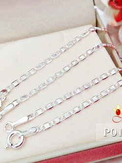 สร้อยเงินแท้ ลายแบนสลักลาย (งานอิตาลี)