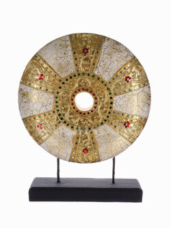 ไม้แกะสลักวงกลมหกแฉก 14 นิ้ว