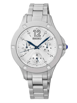 Seiko นาฬิกาผู้หญิง สายสแตนเลส รุ่น SKY671P1 (White/Silver)