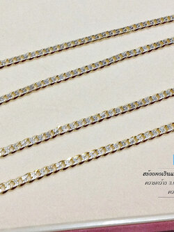 สร้อยคอเงินแท้ 2 กษัตริย์ ลายเลสแบน เล่นลาย 1 ด้านอีกด้านเป็นสีทอง (งานอิตาลี)