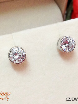 ต่างหูเงินแท้ เพชร cz เม็ดเดี่ยว งานเกรดจิวเวลรี่