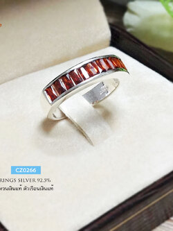 แหวนเงินแท้ 92.5% ประดับเพชร cz - สีแดง