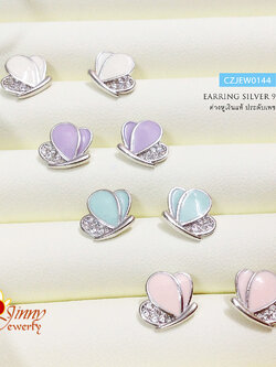ต่างหูเงินแท้ แมงปอหลากสี ประดับเพชร cz