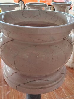 กระถางธูปหินอ่อนชมพู ขนาดกว้าง40 เซนติเมตร