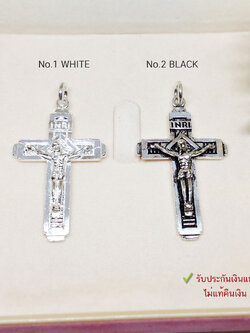 จี้เงินแท้ 92.5% จี้ไม้กางเขน พระเยซู ขนาดกลางๆ ไม่หนัก ใส่ได้ทั้งหญิงและชาย สีเงินและรมดำ (รับประกันเงินแท้)