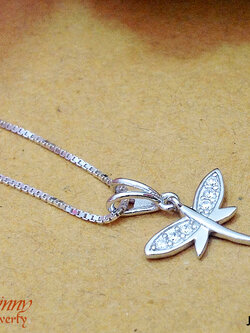 จี้เงินแท้ รูปแมงปอจิกเพชร cz งานฝังแบบละเอียด