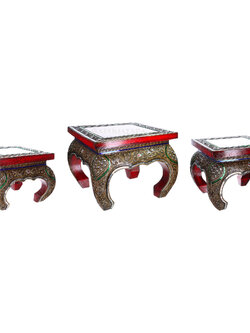 โต๊ะวางพระ โต๊ะบูชาเทพ แบบล้านนาขาคู้ เล็ก/กลาง/ใหญ่