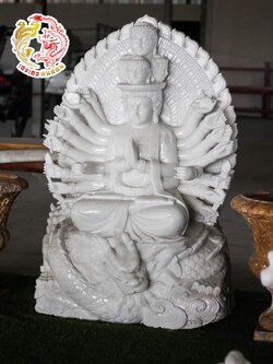 เจ้าแม่กวนอิมพันมือแกะสลักหินอ่อนหยกขาว ขนาด สูง 180 เซนติเมตร