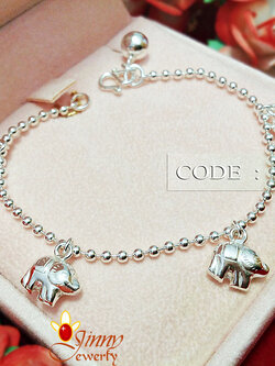 สร้อยข้อมือเงินแท้ 92.5% สำหรับเด็ก ลายบอล ร้อยตุ้งติ้งช้าง น่ารักๆ พร้อมกระดิ่ง 1 ลูก