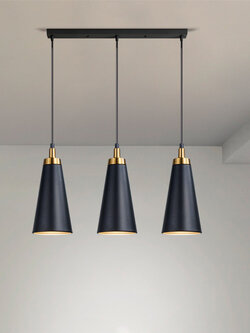 โคมไฟแขวนเพดาสไตล์ American Luxury สีดำหัวโคมสีทอง ปากโคมกว้าง 12.5CM [RX602]