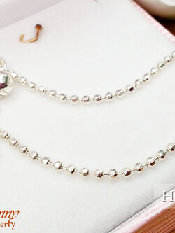 สร้อยข้อมือเงินแท้ สำหรับเด็ก ลายบอลตัดลาย ความหนา 1.5 มิล