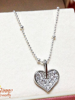 จี้เงินแท้ รูปหัวใจจิกเพชร cz งานเกรดจิวเวลรี่