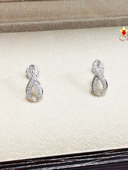 ต่างหูเงินแท้ ต่างหูอินฟินิตี้ Infinity ประดับเพชร cz